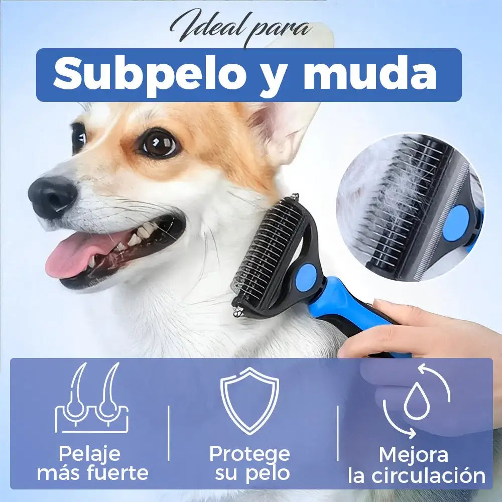 Cepillo deslanador ideal para subpelo y muda, mejora circulación y protege el pelaje