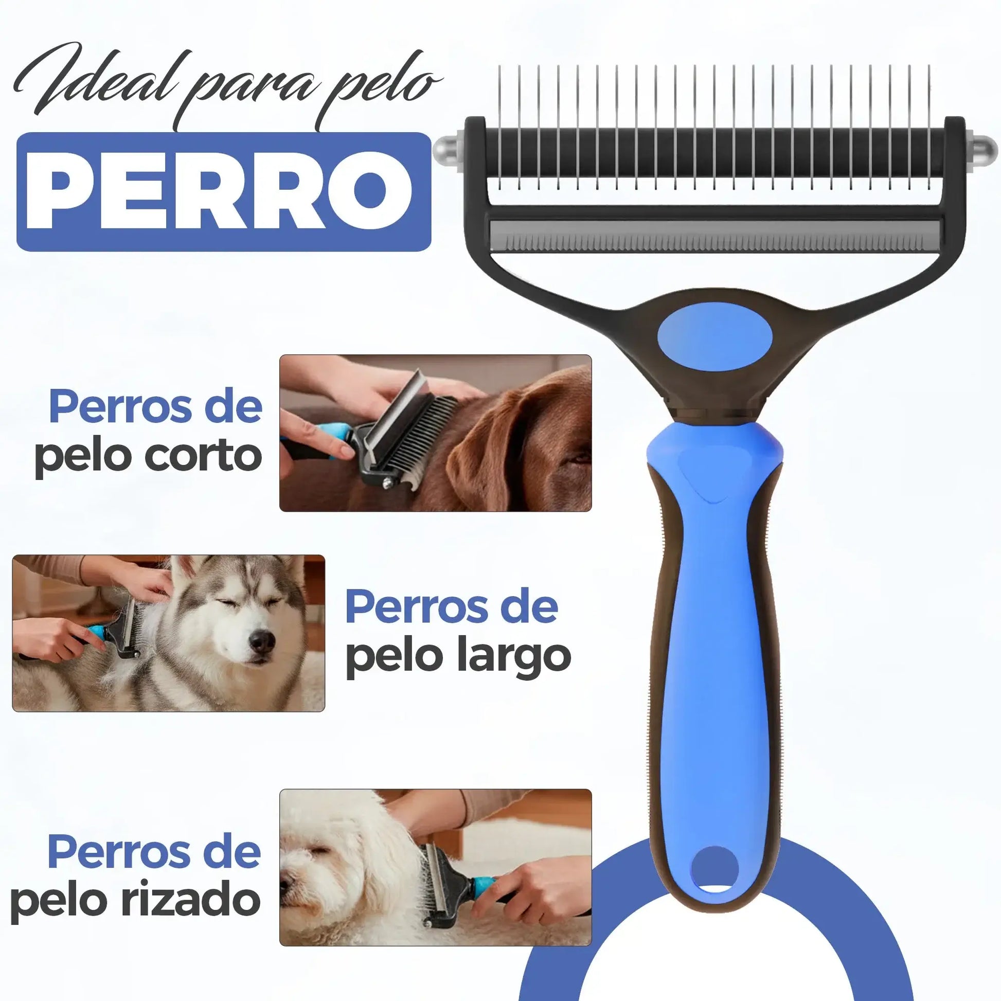 Cepillo deslanador ideal para perros de pelo corto, largo y rizado