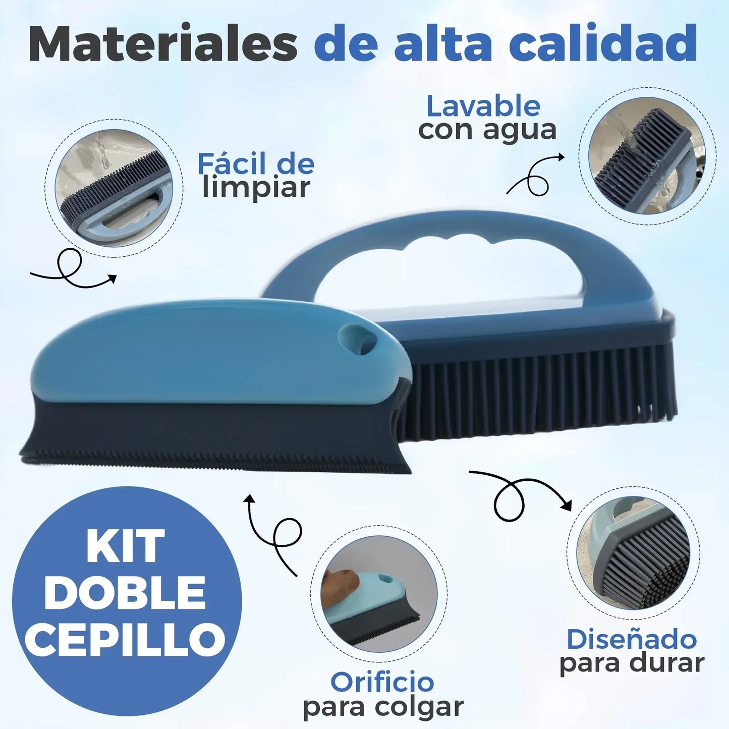 Cepillo quitapelos para cualquier tipo de pelo: cerdas de goma, rasqueta y goma flexible que cuida el tejido