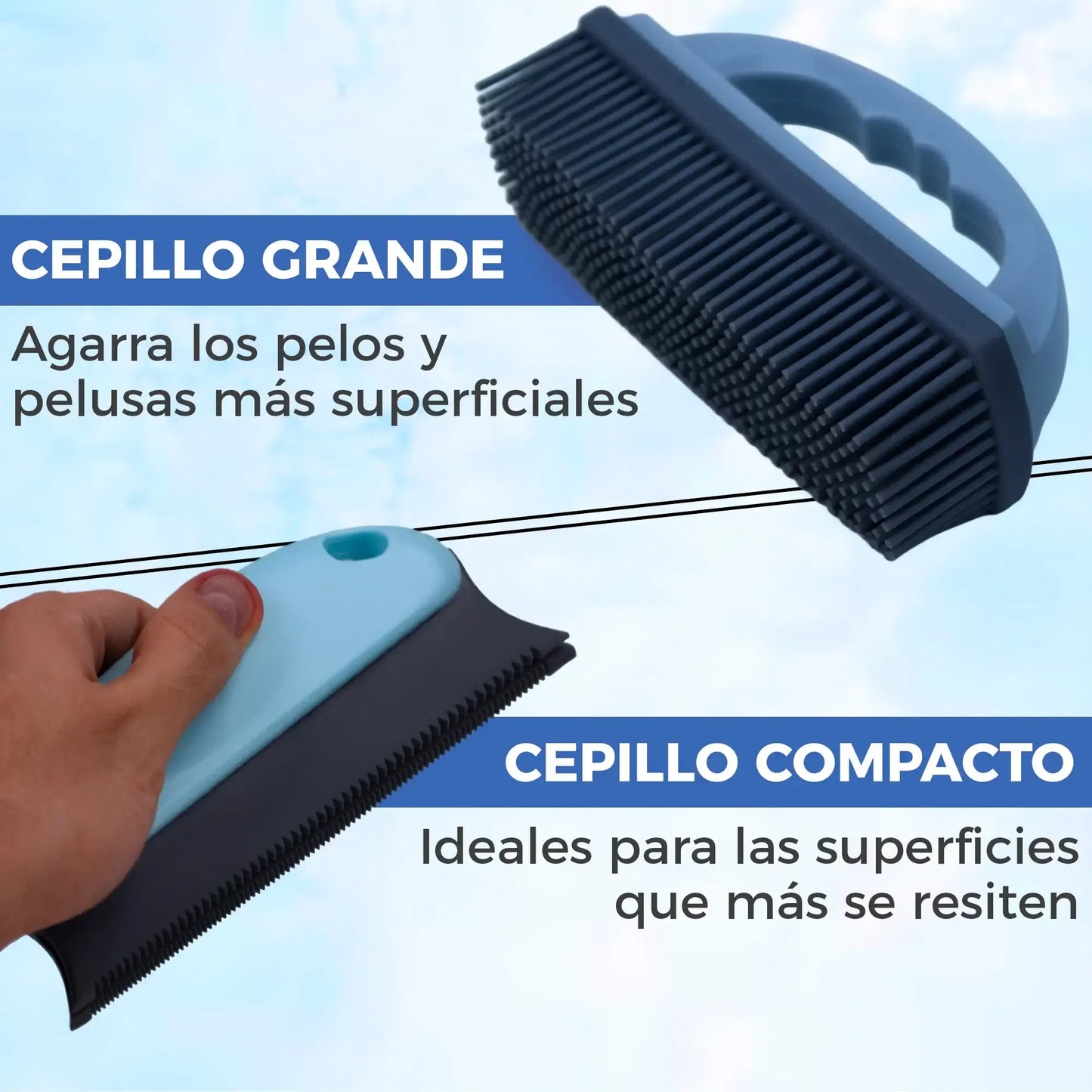 Kit 2 en 1 de cepillos anti pelos para perros y gatos, ideal para cualquier tela, sin recambios
