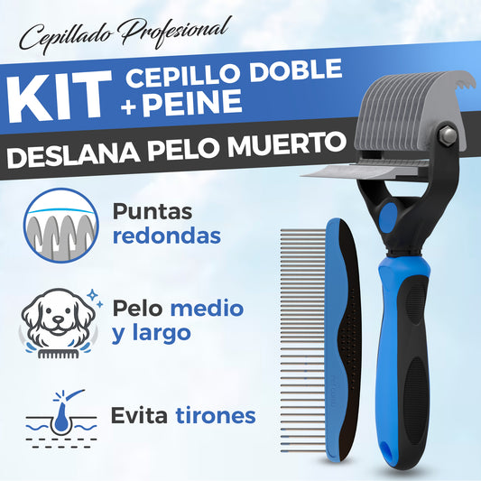 Pack Completo Anti Pelos | Cepillo Deslanador + Kit Quitapelos 2 en 1 para Perros y Gatos