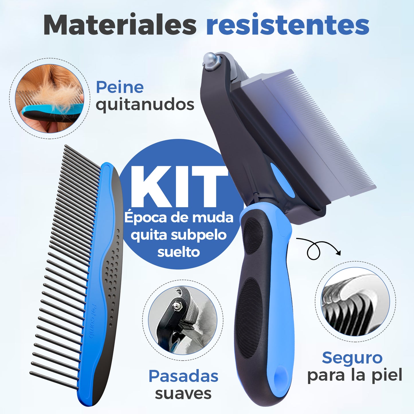 Pack Completo Anti Pelos | Cepillo Deslanador + Kit Quitapelos 2 en 1 para Perros y Gatos
