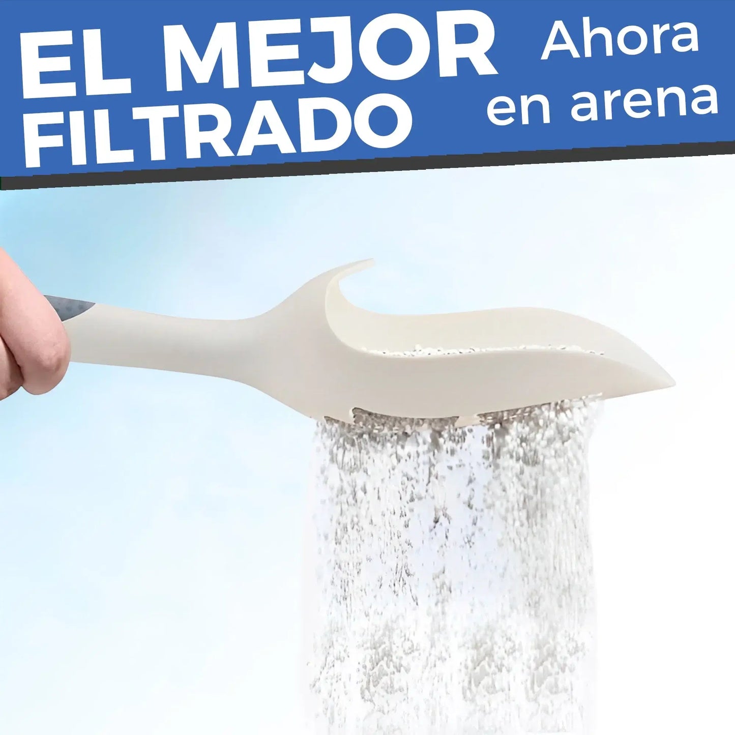 Pala arenero filtrando arena limpia, el mejor filtrado con doble tamaño de ranuras